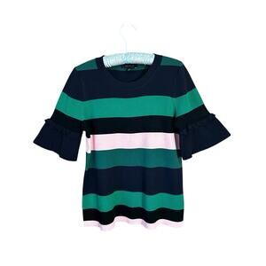 Ann Taylor Women’s Multicolor Striped Short Sleeve Ruffle Cuff Sweater Sz. M